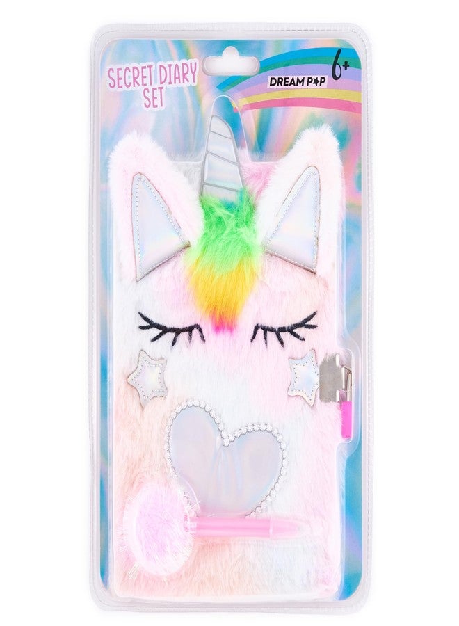 VOTUM Pink Unicorn Secret Diary Set - Bound Journal with Fluffy Pen, Lock & Key - Cute Furry Notebook for Girls, Kids, and Creative Writing - Image 4